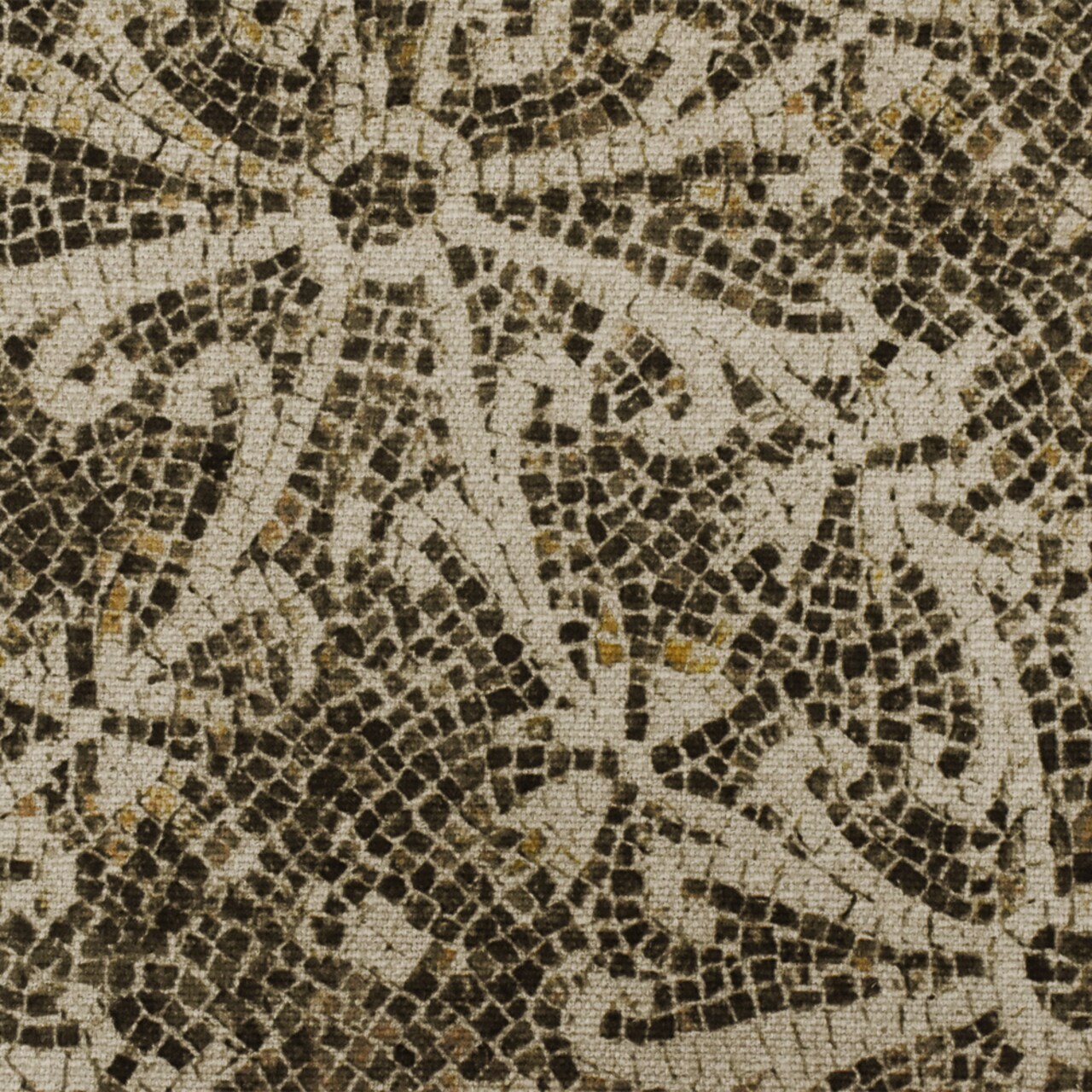 Beige-Multi Moroccan Tile Printed Linen Basket Canvas Decorating Fabric By the Yard